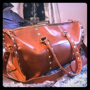 Large Leather Hammitt Weekender Duffel Bag